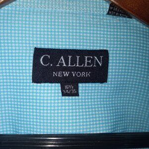 C. Allen Men's Turquoise Checked Regular Fit Long Sleeve Dress Shirts 16.5